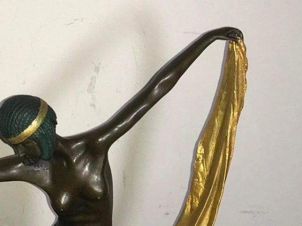 Image 10 of Art Deco “ Dancing With Egyptian “ Bronze & Marble