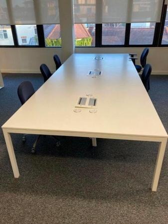 Image 1 of 8 white 6-pod/bench/hot desk office business desk/tables