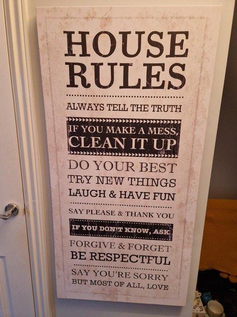 Preview of the first image of "Family Rules" Wall Art Canvas.