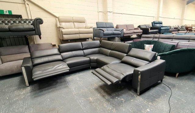 Image 14 of Torres dark grey leather electric recliner corner sofa