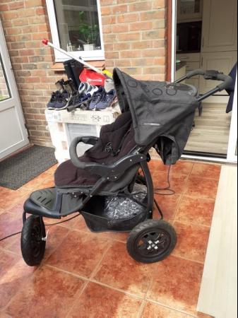 Image 1 of Mothercare Urban Detour 3 Wheel Buggy, and Car seat.