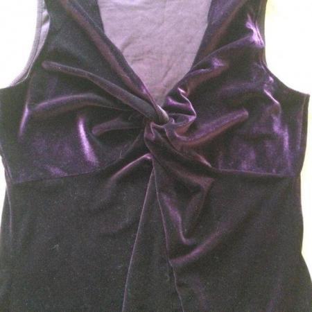 Image 1 of Size 16 M&S Purple Velvet Stretch Knotted V Sleeveless Top