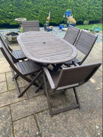 Image 3 of Garden Table and 6 chairs(2 carvers + 4 reg) seats 6