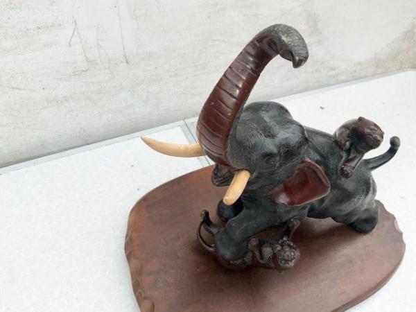 Image 4 of Antique Japanese Meiji Period Bronze Study Of An Elephant Fi
