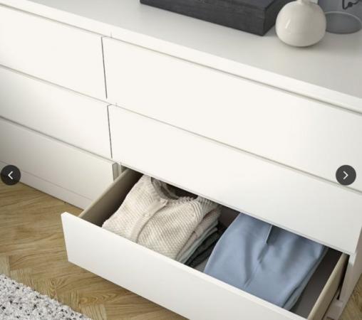 Image 3 of MALM chest of 6 drawers. white