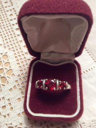 Image 2 of Imposing silver dress ring with three garnets