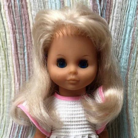 Image 3 of Vintage 1980s doll long hair, closing eyes, original clothes