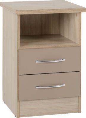 Preview of the first image of Nevada 2 drawer bedside in oyster gloss/light oak.