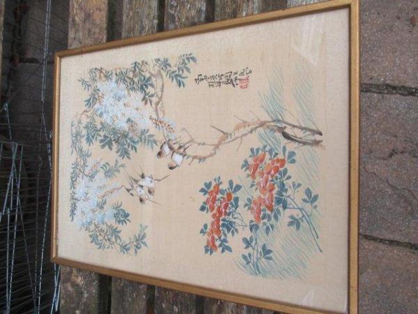 Image 1 of Chinese Silk Painting in frame