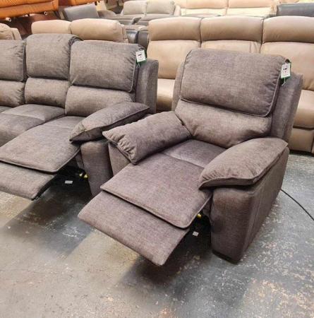 Image 14 of Goodwood grey fabric recliner 3 seater sofa and 2 armchairs