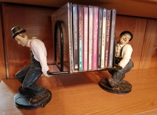 Preview of the first image of Vintage Laurel & Hardy Scuptured CD Rack. Collectors Item.