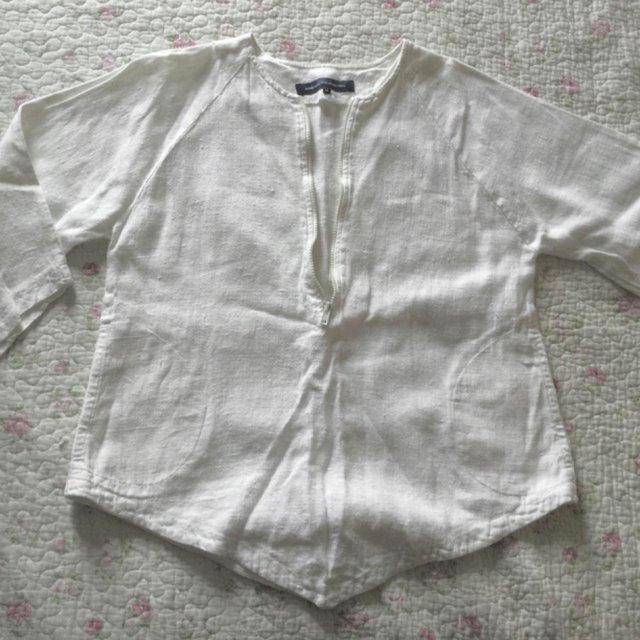 Preview of the first image of Vintage Size M FCUK Pure Linen White 1/2 Zip Angle Top.