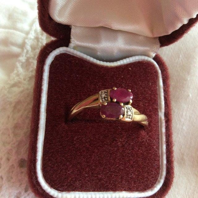 Preview of the first image of Vintage ruby and diamond gold ring.