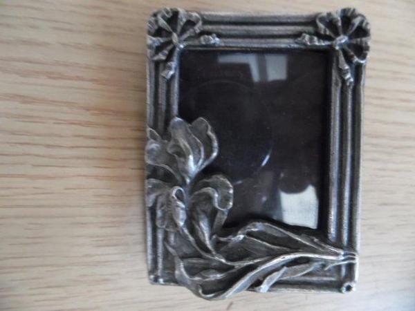 Image 2 of Heavy Pewter Floral picture frame