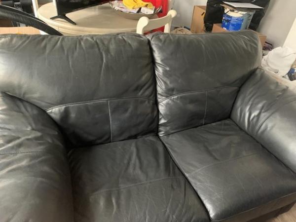Image 2 of Black Two Seat Sofa Used
