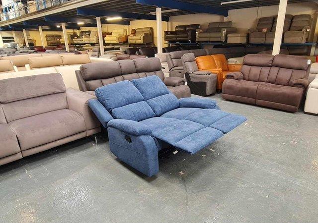 Image 5 of New Pancho blue fabic manual recliner 2 seater sofa