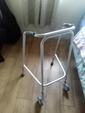 Image 1 of Zimmer walking frame and seated four wheeled     waler.