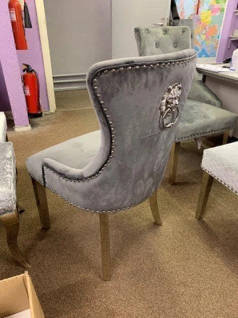 Preview of the first image of Chelsea silver plush dining chair.