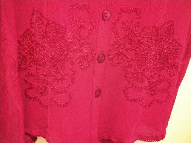 Preview of the first image of Ladies embroidered  blouse in very light cool material.