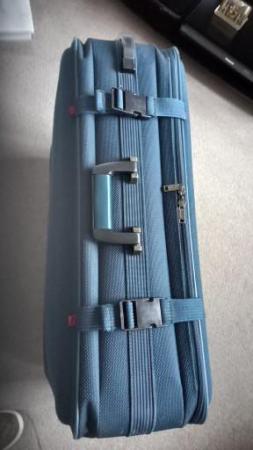 Image 1 of Large Antler Suitcase. Colour Blueish Green