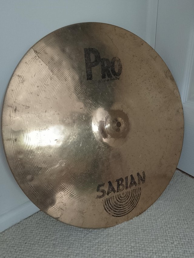 Preview of the first image of Sabian Ride Cymbal for sale (has crack in it).