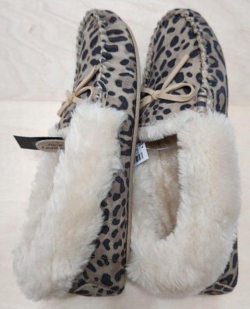 Image 9 of New NEXT Women's Leather Leopard Print Slippers UK 5 Collect