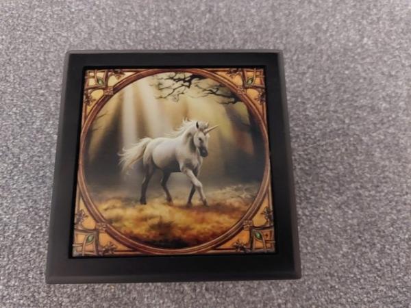 Image 2 of Trinket Box- Unicorn detailing on lid
