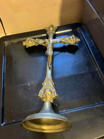 Image 2 of Brass large table crucifix in good condition