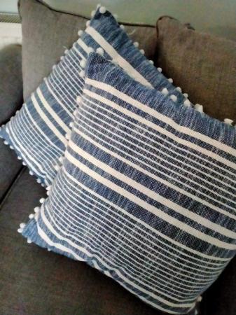 Image 3 of Brand New Blue & white striped cushions