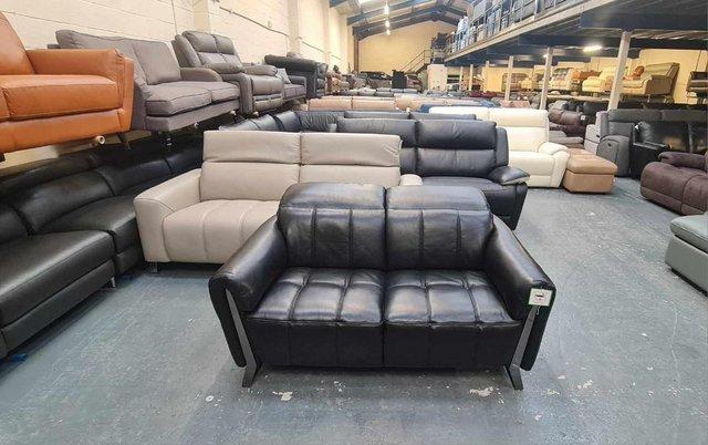 Image 7 of Ex-display Packham black leather 2 seater sofa
