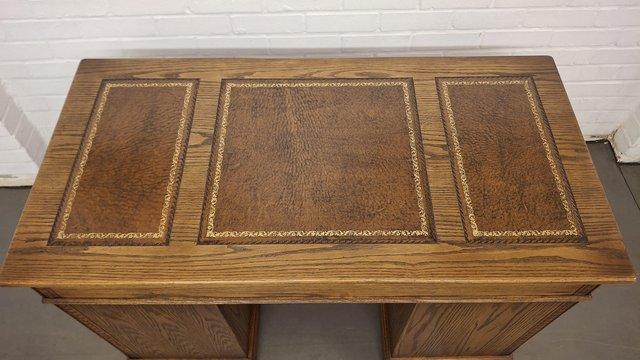 Jaycee Old Charm Style Carved Oak Desk With Leather Top — photo 3 of 3