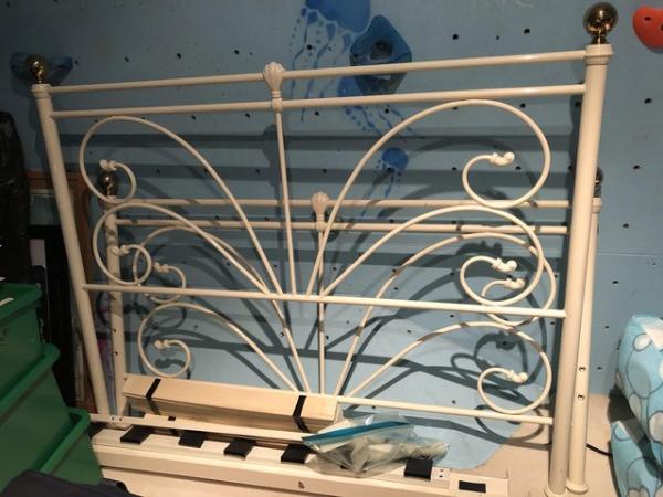 Image 1 of Cream metal double bed frame