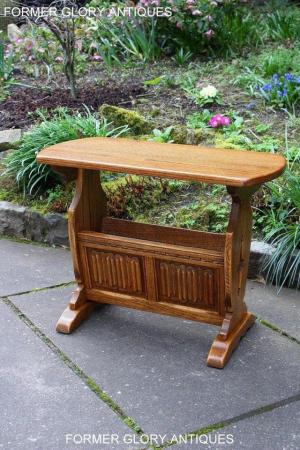 Image 13 of AN OLD CHARM VINTAGE OAK MAGAZINE RACK COFFEE LAMP TABLE