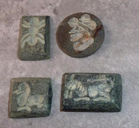 Image 1 of Four Intaglio stone ring or pendant Seals Four, REPLICAS