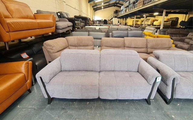 Image 12 of Packham grey fabric electric recliner pair of 3 seater sofas