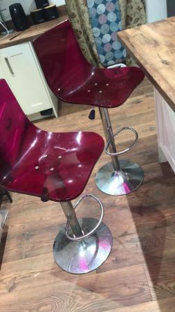 Image 1 of 3 pink bar stools adjustable height