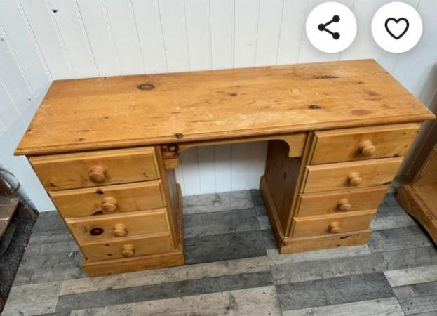 Image 2 of Solid pine dressing table or computer desk with drawers