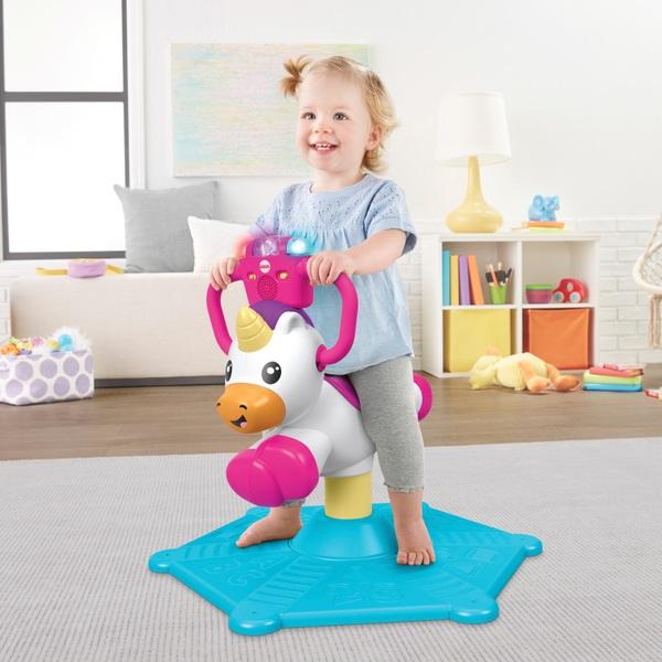 Preview of the first image of Fisher price bounce and spin unicorn.