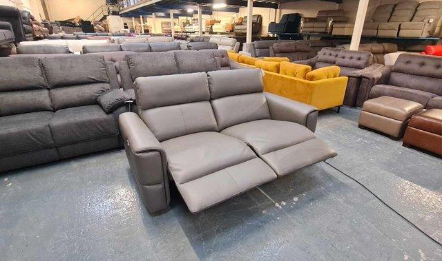 Image 9 of Samson grey leather electric recliner 2 x 2 seater sofas