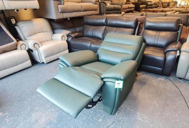 Image 5 of Winslow forest green leather electric recliner armchair