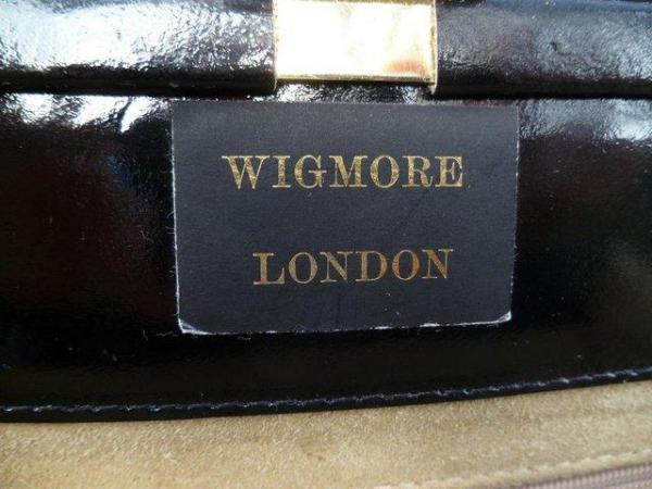 Image 2 of Black patent leather handbag by Wigmore of London (inc P&P)