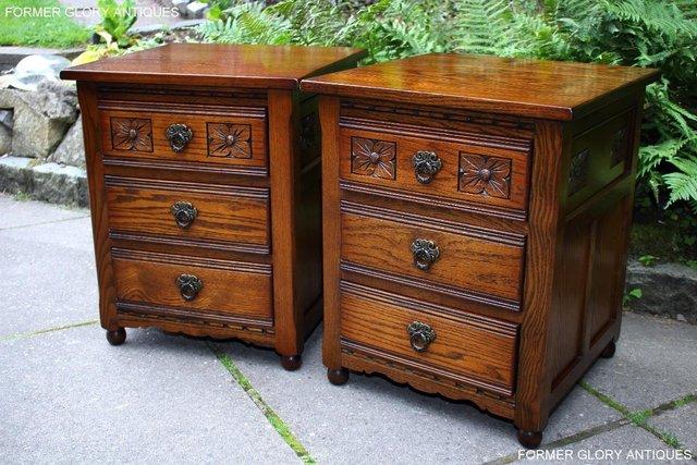 Image 2 of OLD CHARM LIGHT OAK BEDSIDE LAMP TABLES CHESTS OF DRAWERS