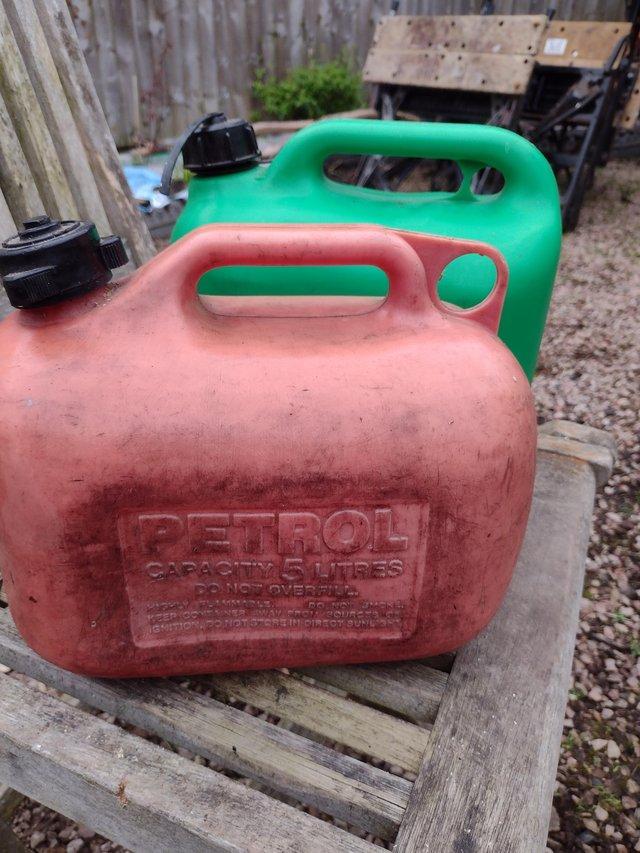Preview of the first image of For sale two robust petrol containers 5 LTRs capacity.