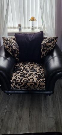 Image 1 of Leather armchair with washable seat and back cushions