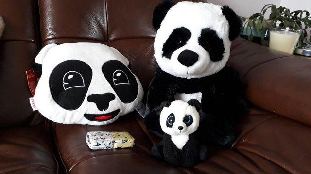 Image 1 of Panda soft toys and cushion like new
