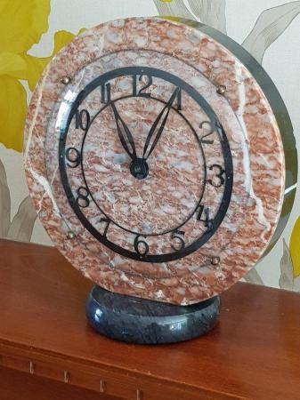 Image 3 of Antique deco period pink marble mantel clock