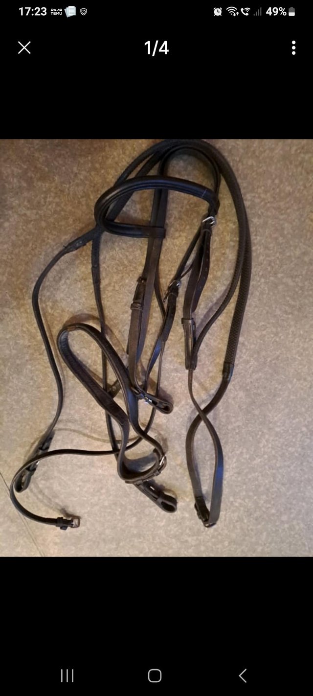 Preview of the first image of 1 Black leather padded bridles.