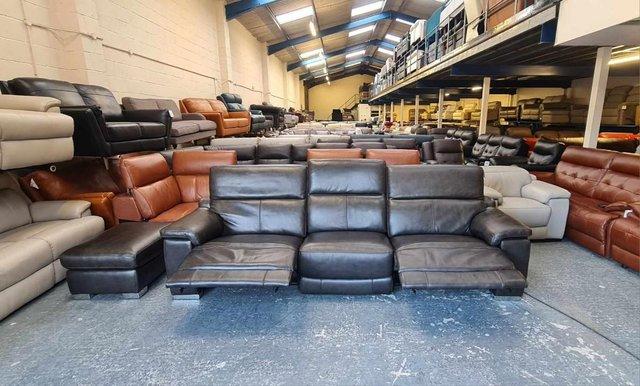 Image 5 of Laurence Metz black coffee electric recliner 4 seater sofa