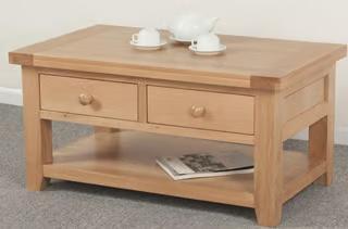 Preview of the first image of Devonshire Oak Veneer coffee table (two drawers).
