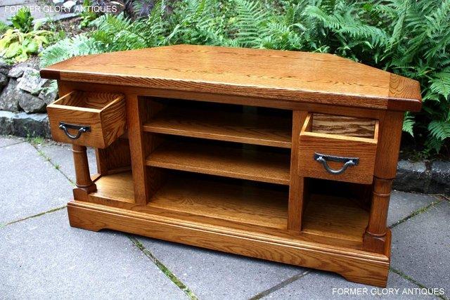 Image 10 of AN OLD CHARM FLAXEN OAK CORNER TV CABINET STAND MEDIA UNIT